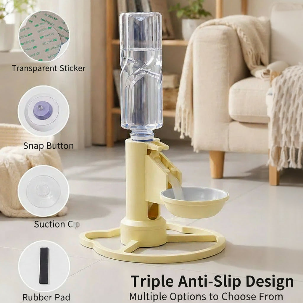 Pumpless Stainless Steel Cat Water Fountain - The Best Filterless Cat Water Fountain, Adjustable Stand, Pure Cat Water Fountain Dispenser for Standard Bottles