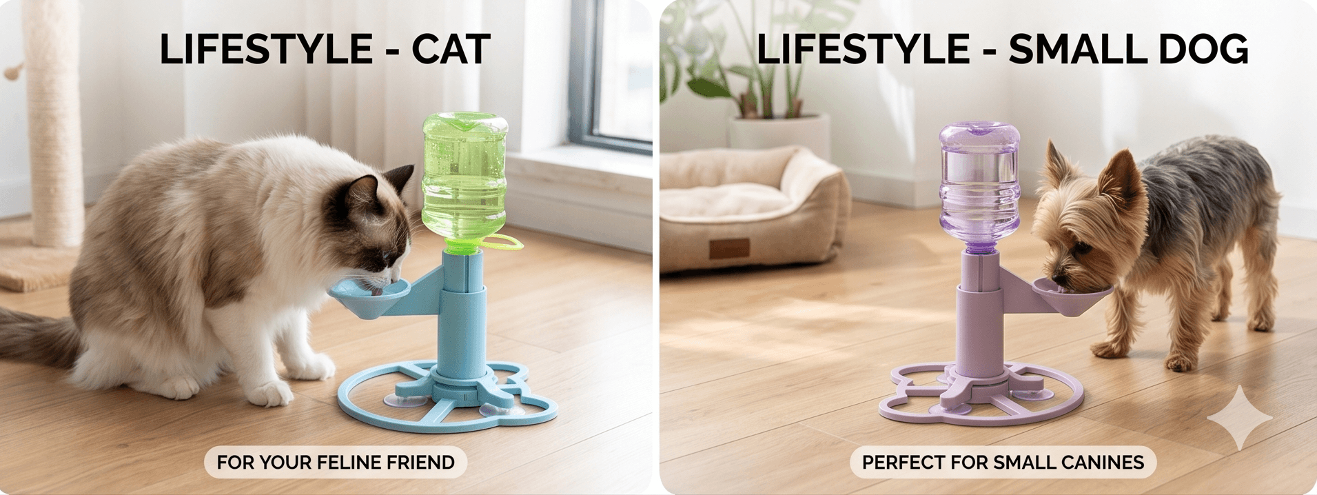 Gravity Pet Waterer – Zero-Filter, Cordless drinking fountain  for Cats & Small Dogs